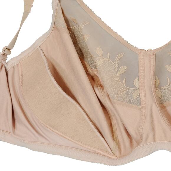 Glamorise Bra‎ sz 42 I Wirefree Comfort Straps Beige Tan Full Women Floral - Picture 8 of 9